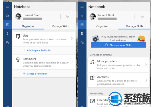 微软为win 10 Cortana Notebook测试新的用户界面