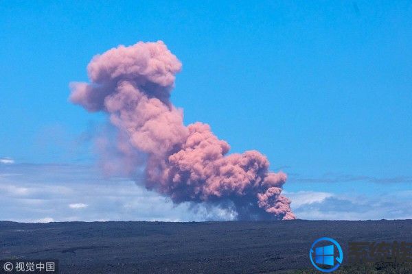 夏威夷火山喷发粉红火山灰，火山也有“少女心”