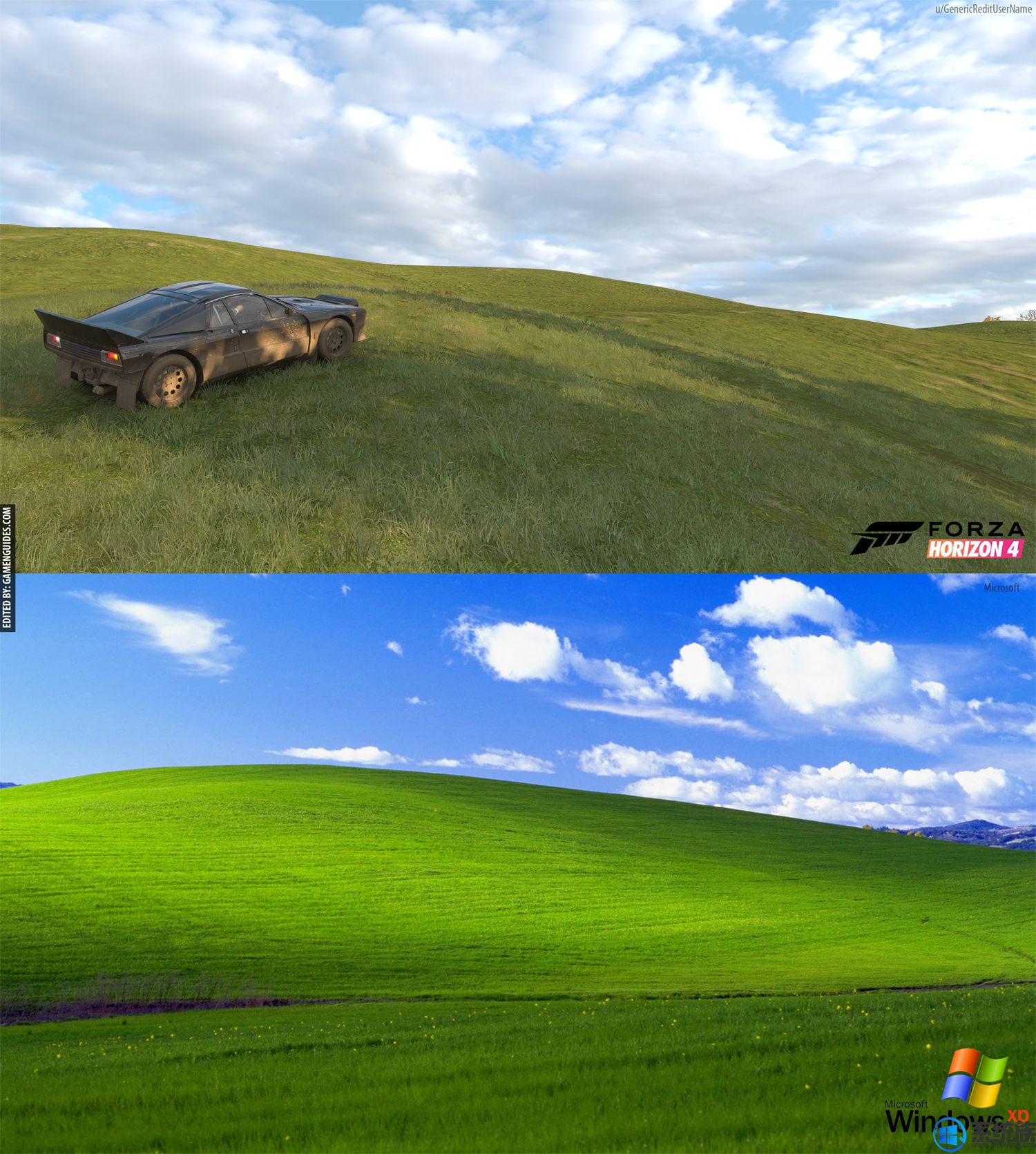 网友：在《极限竞速：地平线4》里驾车狂飙，感觉自己穿越了Windows XP桌面